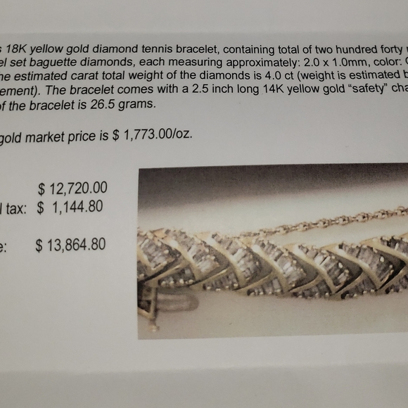 Lady's 18K Yellow Gold Diamond Bracelet - Picture 3 of 3